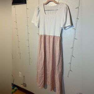 Elegant White and Pink Women's Dress